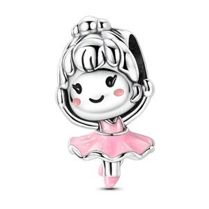 Adorable Pink 925 sterling silver Ballerina Charm for bracelet or necklace NWT